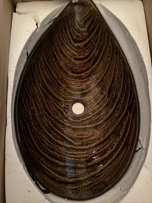 Wade Logan Beyo 14” Grifo de vidrio templado para lavabo lavabo recipiente de baño marrón Foto 1 de 4