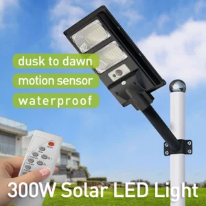 Solar Sensor Street LED Lamp 300W Pathway Security with Timer IP65 Energy Saving - Picture 1 of 14