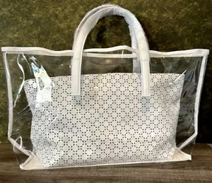 Estee Lauder NEW Set of 2 -Lg. Clear Tote & Zipper Clutch Cosmetic or Purse Bag - Picture 1 of 14