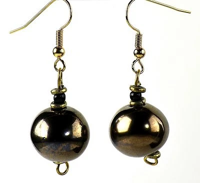 Brincos da moda joias feitas à mão pintados à mão com miçangas Kazuri África (KJE-20018) - Imagem 1 de 2