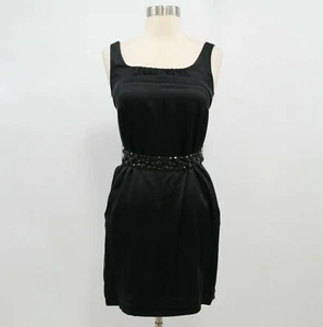 Vera Wang Cocktail Dress Womens 0 Silk Black Embellished Beaded Lavender Label - Picture 1 of 11