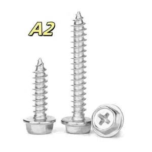Phillips Flanged Hexagon Head Bolts Flange Hex Self-tapping screws Stainless A2 - Picture 1 of 8