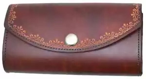 Western Express braune Leder Scheckbuch Geldbörse mit geprägtem filigranem Organizer - Bild 1 von 2