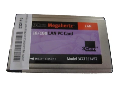 3Com PCMCIA Card PC Megahertz 10/100 LAN CardBus 3CCFE574BT Vintage Retro - Image 1 of 4