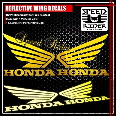 CALCOMANÍA ADHESIVA AMARILLA REFLECTANTE GUARDABARROS/CARENADO/COMBUSTIBLE/TANQUE HONDA WING LOGO Foto 1 de 3