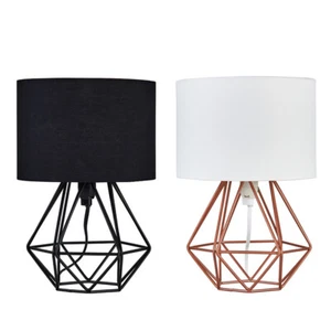 Table Lamp Metal Wire Base Large Lampshade Living Room Light LED Bulb Lighting - Picture 1 of 19
