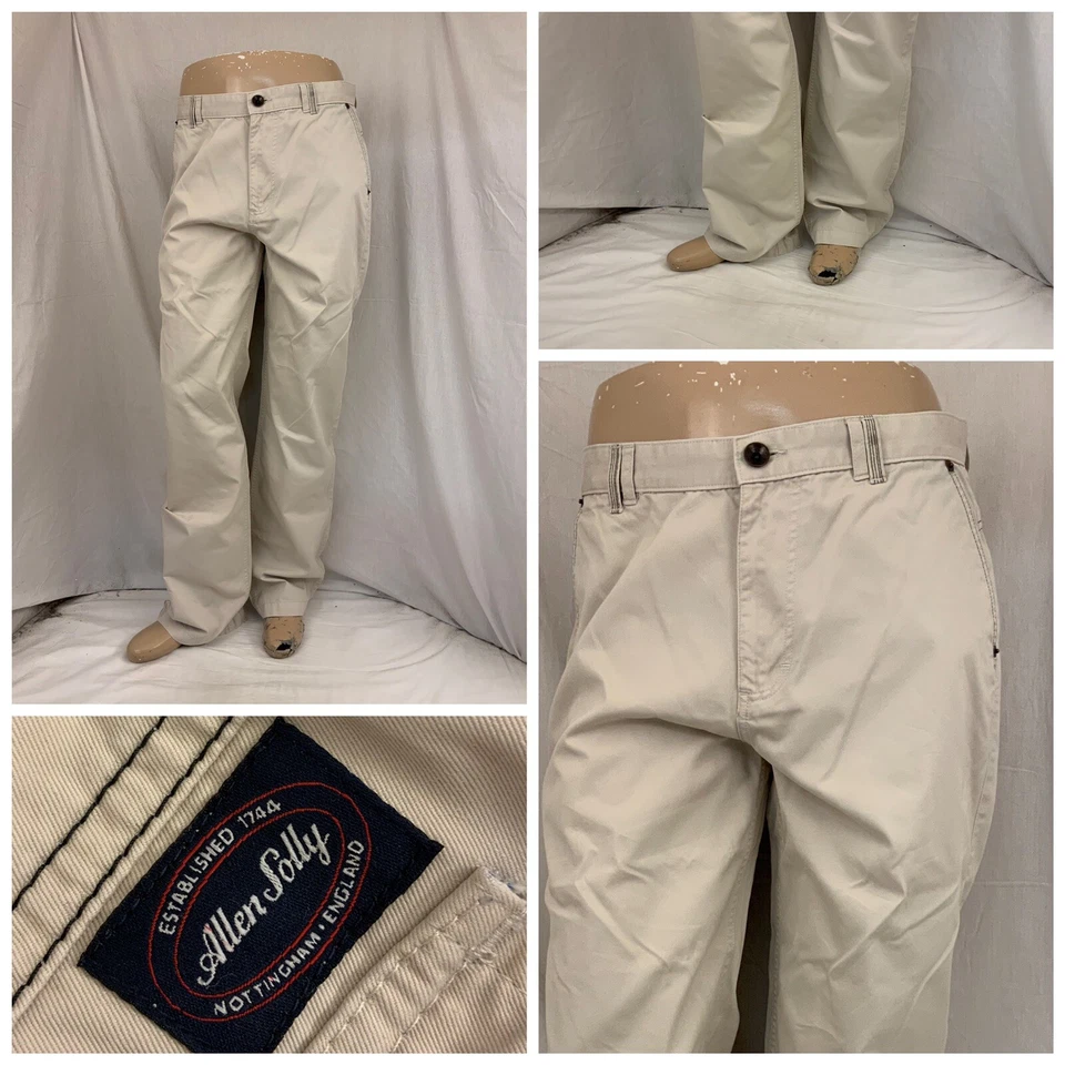 Pantalones Allen Solly 35x33 Beige 100% Algodón Frente Plano Hechos en India YGI Y1-973 Foto 1 de 4