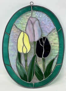 "Tulipanes morados con plomo flor rosa púrpura ovalados 12,5"" x 9,5""" - Imagen 1 de 9