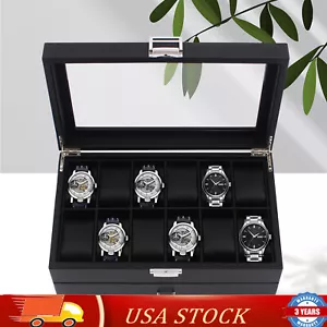 24 Slot Men Watch Display Case Large Jewelry Organizer Box Luxury Storage Holder - Picture 1 of 20
