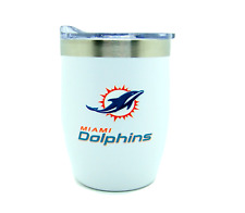 Miami Dolphins NFL Stainless Steel Stemless Wine Glass Tumbler 16 oz White