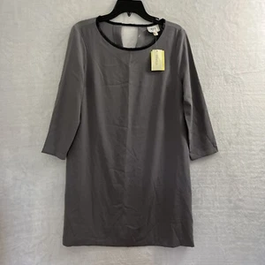 Eci New York Womans Dress Gray Small Solid Long Sleeve Round Neck Stretch - Picture 1 of 8