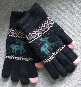 NWT Christmas Outdoor Warm Gloves Winter Touch Screen Knitted Unisex Glove - Picture 1 of 4