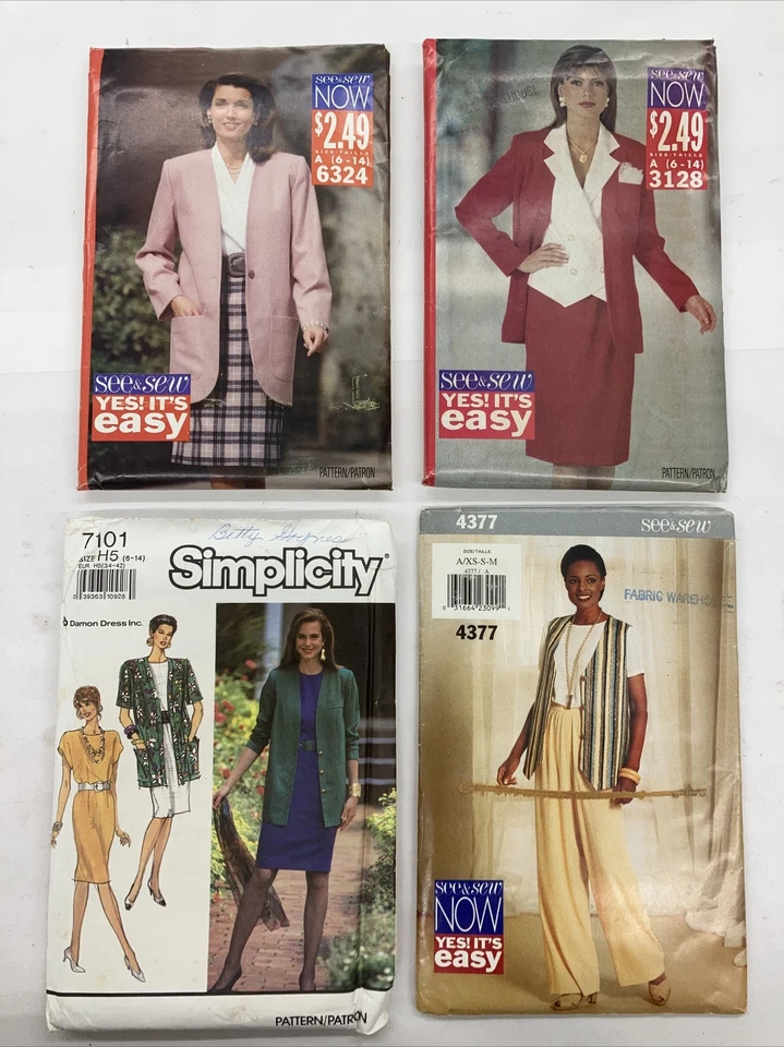 Vintage 90s Uncut Factory Folded Lot Of 4 Patterns Size 6 8 10 12 14 C19Z - Image 1 of 4