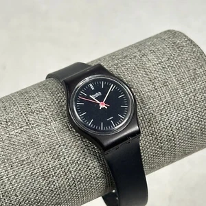 VTG Swatch Watch Womens 25mm Black Oxford Swiss Quartz New Battery - Picture 1 of 9