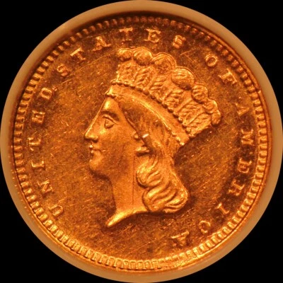 1873 Open 3 $1.00 U.S. Indian Head Type 3 Gold Dollar NGC MS61 PQ - Image 1 of 4