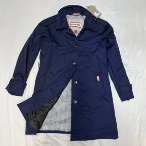 Trench coat donna Hunter Stacy taglia small blu navy - senza cintura nuovo con etichetta - Foto 1 di 13