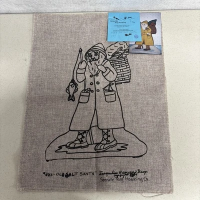 Primitive Rug Hooking Pattern On Linen OLD SALT SANTA Seaside Rug Hooking Co - Image 1 of 4