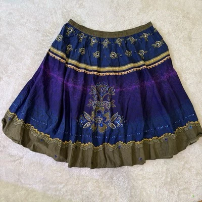 Minifalda plisada línea A Phool para mujer talla 3X azul púrpura lentejuelas boho verano Foto 1 de 4
