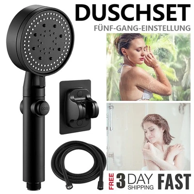 5 MODI Hochdruck Duschkopf Handbrause EIN/AUS Schalter Wasserspar Mit Schlauch - Bild 1 von 4