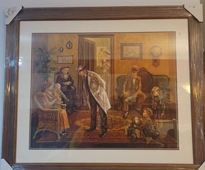 "OFICINA DE MÉDICOS", FIRMADO LEE DUBIN, MARCO DE MADERA ANTIGUO ÚNICO CON FRENTE DE VIDRIO - Imagen 1 de 1