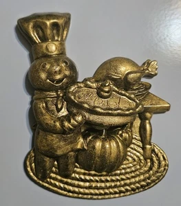 PILLSBURY DOUGHBOY POPPIN' FRESH BEACH TIME FAUX BRASS MAGNET 2009 - Picture 1 of 3
