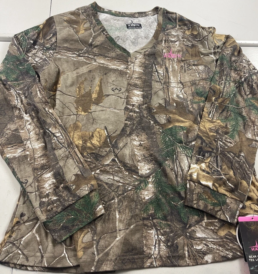 Habit Realtree Shirt Women Size XL Brown Hunting Top Tree Mossy Oak Outdoor - Image 1 of 4