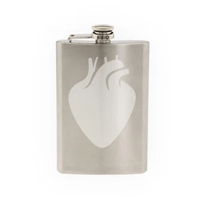 Medical #8 - Heart Rate BPM Health Fitness Physical Exercise -8 oz etched flask - Picture 1 of 1