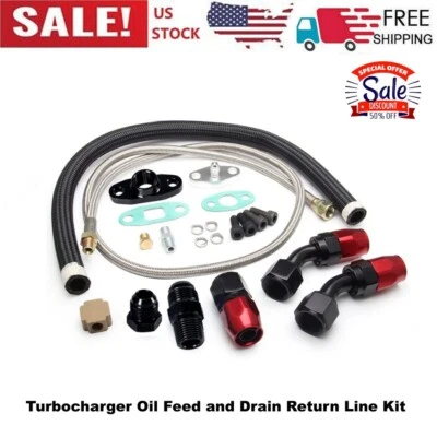 Kit de línea de alimentación y retorno de drenaje de aceite turbocompresor para T3 T4 GT35 T70 T66 T61 T04E Foto 1 de 4