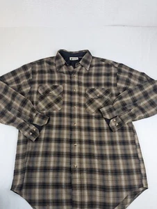 Northwest Territories Brown And Black Plaid Flannel Men's Large Long Sleeve - Picture 1 of 14