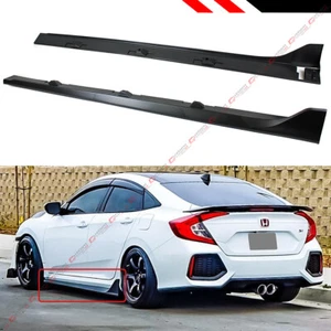 FOR 2016-2021 HONDA CIVIC 4DR SEDAN FK8 TYPE-R STYLE BLACK SIDE SKIRT EXTENSION - Picture 1 of 5