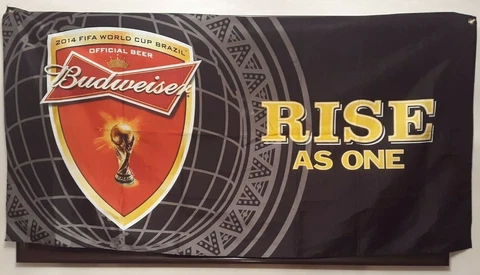 BUDWEISER 2014 FIFA WORLD CUP BRAZIL "RISE AS ONE" FLAG  31"x 62" Cover