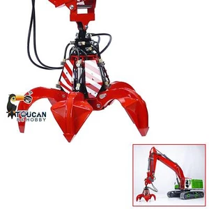 Hydraulische lackierte orangefarbene Schälgreiferteile für 1/14 LESU RC Bagger B0001 374F - Bild 1 von 6