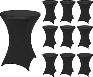 10 Pack Spandex Black Table Cover, Cocktail Fitted Tablecloths, round Highboy St - Picture 1 of 8