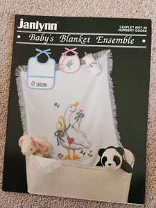 janlynn, cross stitch leaflet/pattern, baby's blanket ensemble, #957-48 nursery - Picture 1 of 3