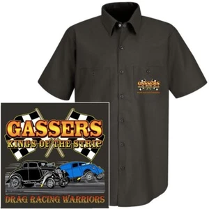 Old School Willys Gasser Drag Racing Warrior Car Kings Of The Strip Work Shirt 4 - Picture 1 of 24