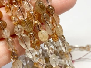 AA Natural Copper Rutilated Quartz Nugget Beads 15.5" Strand 6-8mm - Picture 1 of 5