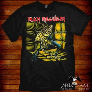 Cat World rock metal parody T-shirt Iron Meowden - Picture 1 of 1