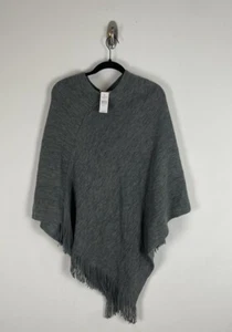 Nuevo con etiquetas LOFT Poncho Suéter Flecos Talla Única Gris Ligero Asimétrico - Imagen 1 de 9