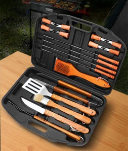 18pc Stainless Steel BBQ Accessories Tool Utensil Grill Cook Clean Kit & Case - Picture 1 of 12