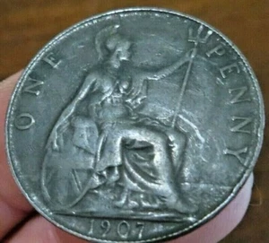 1907 ONE PENNY GEORGIVS VII DEI GRA: BRITT :OMN: REX FID :DEF: IND :IMP - Picture 1 of 2
