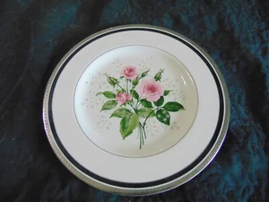VTG PICKARD  NOCTURNE DINNER PLATE ROSES IN CENTER ARTIST SIGNED 10 3/4" - Picture 1 of 11