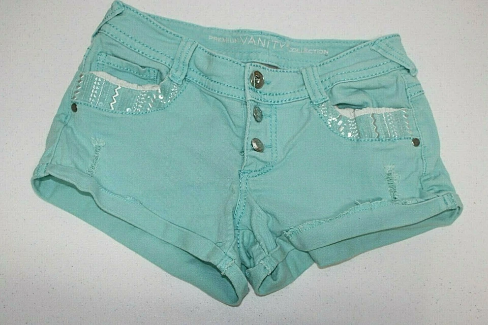 Pantalones Cortos Vanity Colección Premium Talla 27x3 Aqua/Verde azulado Botones Puños Bolsillos con Solapa Foto 1 de 4