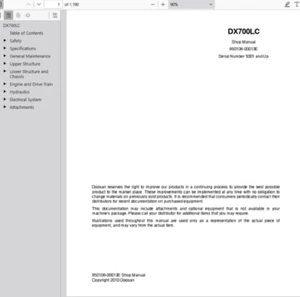 Daewoo Doosan DX700LC Excavator Shop Service Repair Manual PDF USB - Picture 1 of 2