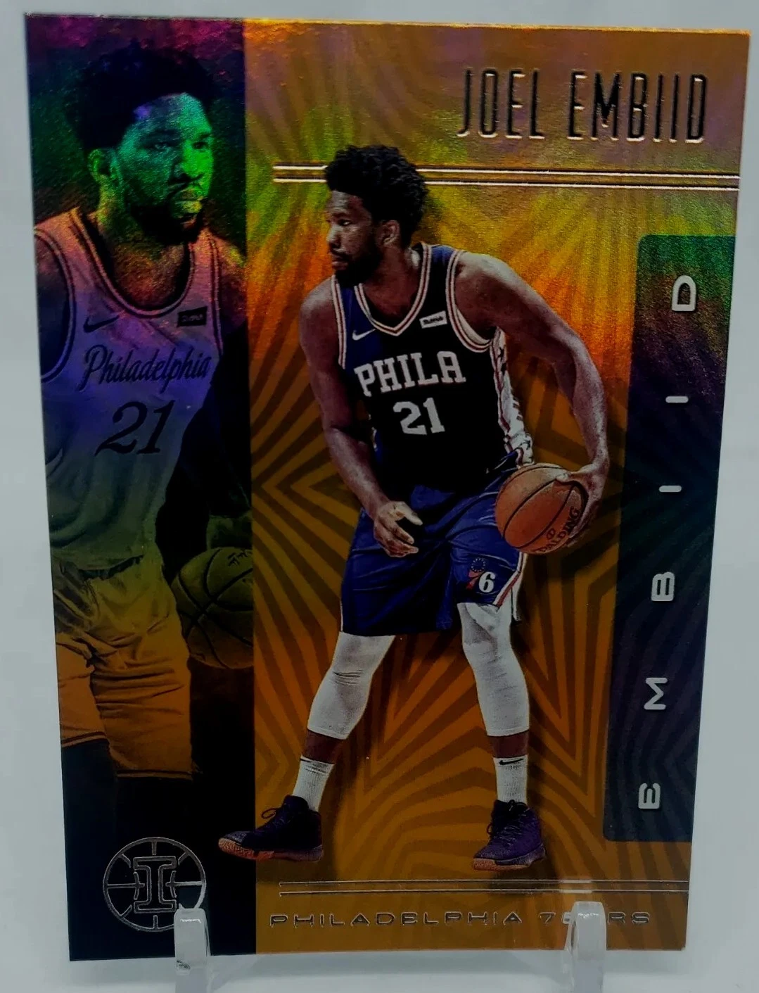 2019-2020 Panini Illusions Basketball Card Joel Embiid #63 Orange Parallel