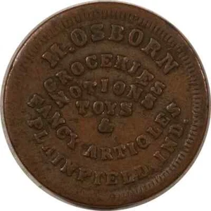 1860s CIVIL WAR STORE CARD, M OSBORN PLAINFIELD IN F770B/2a R-7 HIGH GRADE RARE! - Bild 1 von 2