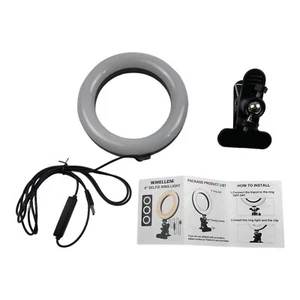 USB Selfie Ring Light Clip On 6" Dimmable Desk Laptop Lighting Zoom Streaming - Picture 1 of 14