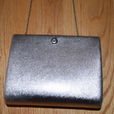 De Colección Mediados de Siglo Ande Tono Plata Cartera Bolso de Noche Bolso sin asas Correa de cadena Foto 1 de 4