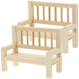 2Pcs Craft Miniature Wooden Bench Miniature Furniture Diorama Landscape - Picture 1 of 12