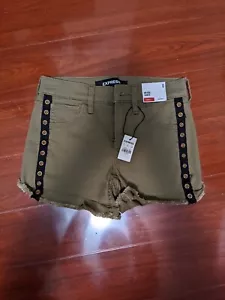 NEW WITH TAGS Express Mid Rise Shortie Jean Shorts Super Soft Stretch+ Size 0 - Picture 1 of 4