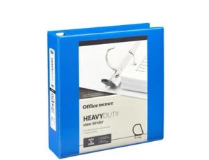 NEW Office Depot Heavy-Duty View 3-Ring Binder, 2" D-Rings, 49% Recycled, Blue - Picture 1 of 6